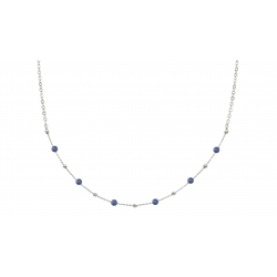 Collier argent rhodié - billes argent 3mm alternées iolites 4mm - 40+5 cm