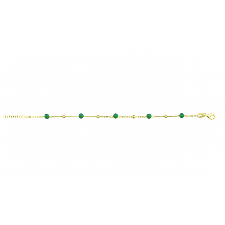 BRACELET 15+5 CM argent dore agate verte
