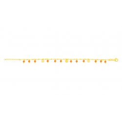 Bracelet argent doré chaîne boule - charm coeur - pampilles spinelles oranges 3mm - 15+5cm