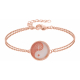 Bracelet acier rosé - ying yang et arbre de vie - quartz rose - diamètre 18mm - 2 rangs - 15+5cm