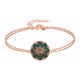 Bracelet acier rosé - fleur de lotus - malachite - diamètre 18mm - 2 rangs - 15+5cm