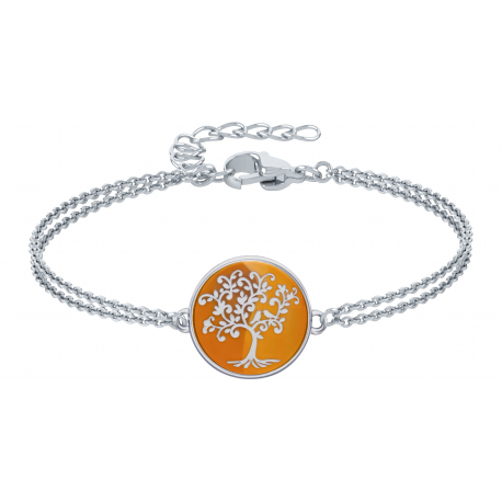 Bracelet acier - arbre de vie - mookaite - diamètre 18mm - 2 rangs - 15+5cm