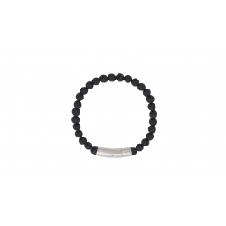 Bracelet élastique pierre de lave 8mm - fermeture acier - 21cm