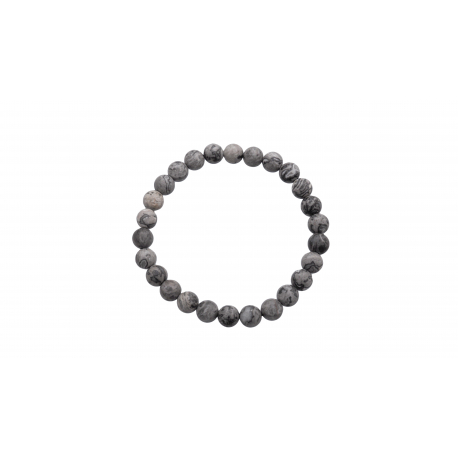 Bracelet élastique Jaspe Gris 8mm 21 cm