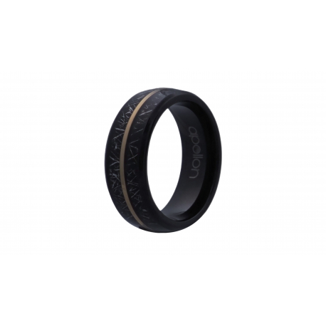 Bague Black IP et GOLD IP incrusté de météorite - 8mm