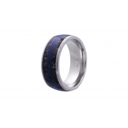 Bague acier avec Lapis Lazuli et météorite incrustée - 8mm