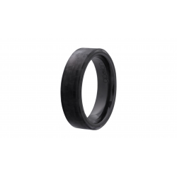 Bague en céramique noire incrustée de fibre de carbone - 6mm