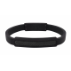 Bracelet Cuir noir incrusté de fibre de carbone - 17,5 cm +  1cm