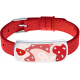 Bracelet acier - Email - Nacre - Formes arrondies - Cuir rouge largeur 1,2 cm
