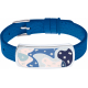 Bracelet acier - Email - Nacre - Formes arrondies - Cuir bleu largeur 1,2 cm