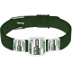 Bracelet acier - Email - Nacre - 3 carrés Formes géométriques - Cuir vert largeur 1,2 cm