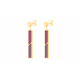 Boucles d'oreilles acier doré - Email violet et cuir rose - 3cm