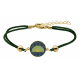 Bracelet coton vert sapin acier doré - Email - Eventail - 16+4cm