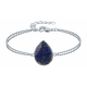Bracelet argent double chaîne- Lapis lazuli 15x20mm -15+5cm 6g