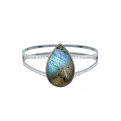 Bague argent - Labradorite 10x16mm T50 à T62 4,5g