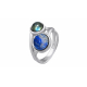 Bague argent 2cabochon 8x6mm - Lapis lazuli et Labradorite T50 à 62 3,5g