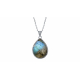 Collier argent - Labradorite 15x20mm -45cm 4,5g