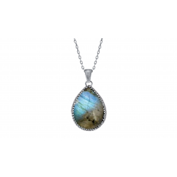 Collier argent - Labradorite 15x20mm -45cm 4,5g