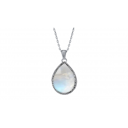 Collier argent -Pierre de lune 15x20mm -45cm 4,5g