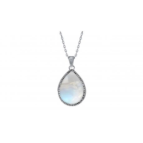 Collier argent -Pierre de lune 15x20mm -45cm 4,5g