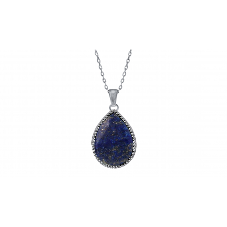 Collier argent - Lapis lazuli 15x20mm -45cm 4,5g