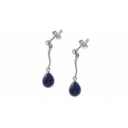 Boucle d'oreille argent pendant- Lapis lazuli 7x9mm 5g