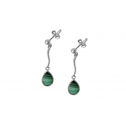 Boucle d'oreille argent pendant- Malachite 7x9mm 5g