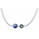 Collier argent double chaîne 2cab-Lapis lazuli et Labradorite - 45cm 7,5g