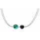 Collier argent double chaîne 2cab -Malachite et Onyx - 45cm 7,5g