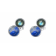 Boucle d'oreille argent 2cab 6x3mm - Lapis lazuli et Labradorite 2,8g