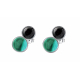 Boucle d'oreille argent 2cab 6x3mm - Malachite et Onyx 2,8g