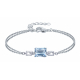 Bracelet argent rectangle - topaze bleu - 15+5cm- 7g