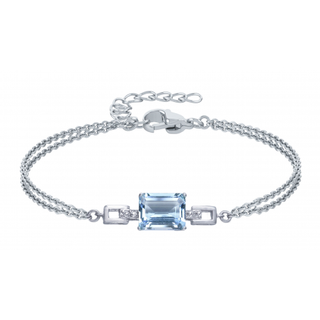 Bracelet argent rectangle - topaze bleu - 15+5cm- 7g