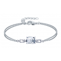 Bracelet argent rectangle - Cristal de roche - 15+5cm- 7g