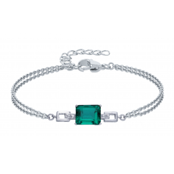 Bracelet argent rectangle - Quartz vert - 15+5cm- 7g