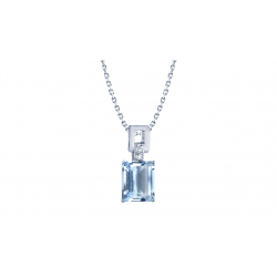 Collier argent rectangle - Topaze bleu - 45cm- 2,5g