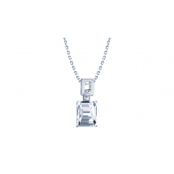 Collier argent rectangle - Cristal de roche - 45cm- 2,5g