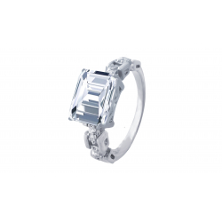 Bague argent - Cristal de roche rectangle 85x10mm - T50 à 62 - 3,5g