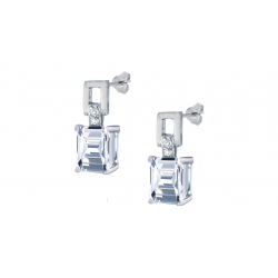 Boucles d'oreilles argent - Cristal de roche rectangle 5x7mm - 4,5g