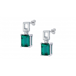 Boucles d'oreilles argent - Quartz vert rectangle 5x7mm - 4,5g