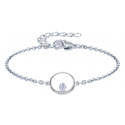 Bracelet argent - Cristal de roche rond 5mm - 15+5cm - 3g