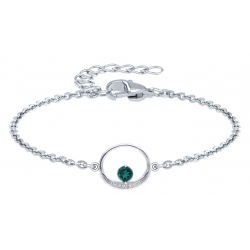 Bracelet argent - Quartz vert rond 5mm - 15+5cm - 3g