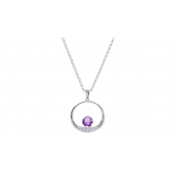 Collier argent - Améthyste rond 5mm -  40+5cm - 3,8g