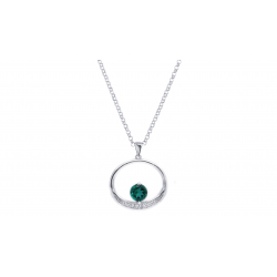 Collier argent - Quartz vert rond 5mm- 40+5cm - 3,8g