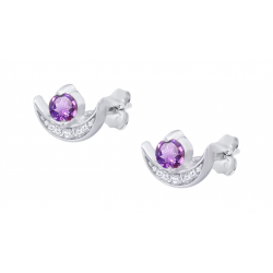 Boucles d'oreilles argent -  améthyste rond 3mm - 4g