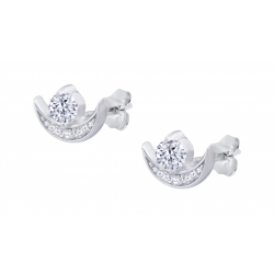 Boucles d'oreilles argent -  cristal de roche rond 3mm - 4g