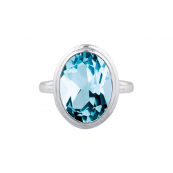 Bague argen  - Topaze bleue 10x14mm - 4,5g