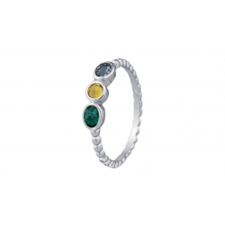 Bague argent - Quartz vert/Citrine/ Topaze london - T50 à 62- 3,27g