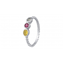 Bague argent - Citrine/Rhodolite/ Cristal de roche - T50 à 62 - 3,27g