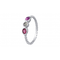 Bague argent - Rhodolite/Cristal de roche/ Améthyste T50 à 62 - 3,27g